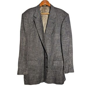 Jaymar Blue Raw Silk Sport Coat Size 44 L Two Button Single Breasted Blazer